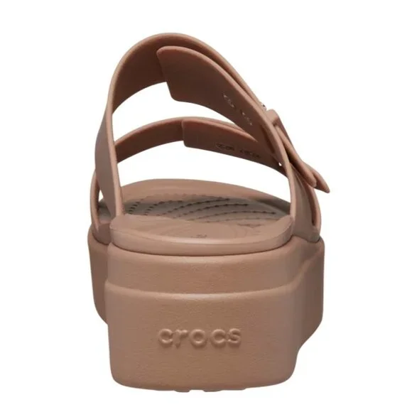 Crocs Brooklyn Buckle Wedges Latte Lightweight Comfort Sandals Size 9 New - Picture 7 of 11